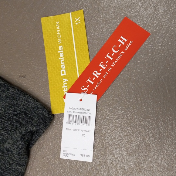 Cathy Daniels Woman Mood Aubergine  Charcoal Stretch Blouse - Picture 4 of 13